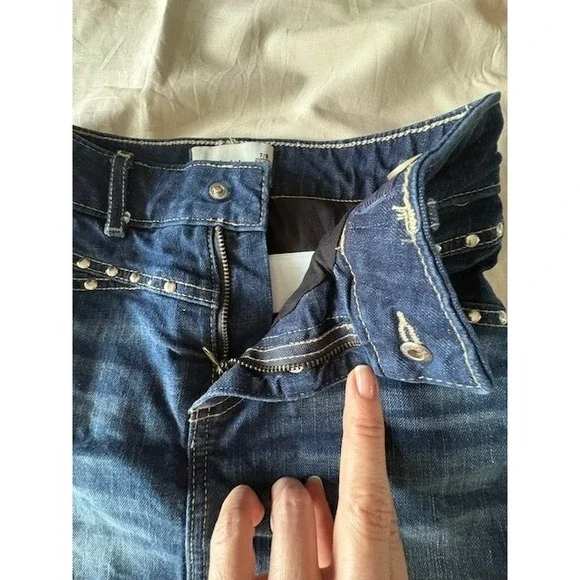 Abercrombie Kids Girl's Size 7/8 Denim Mini Skort Studded Blue Jeans Summer - Picture 3 of 10